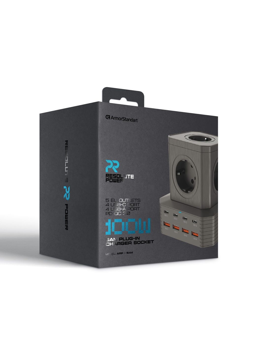 Сетевое зарядное устройство Resolute Power ARP-544 100W GaN 2m Black (ARM73177) ArmorStandart (343049346)