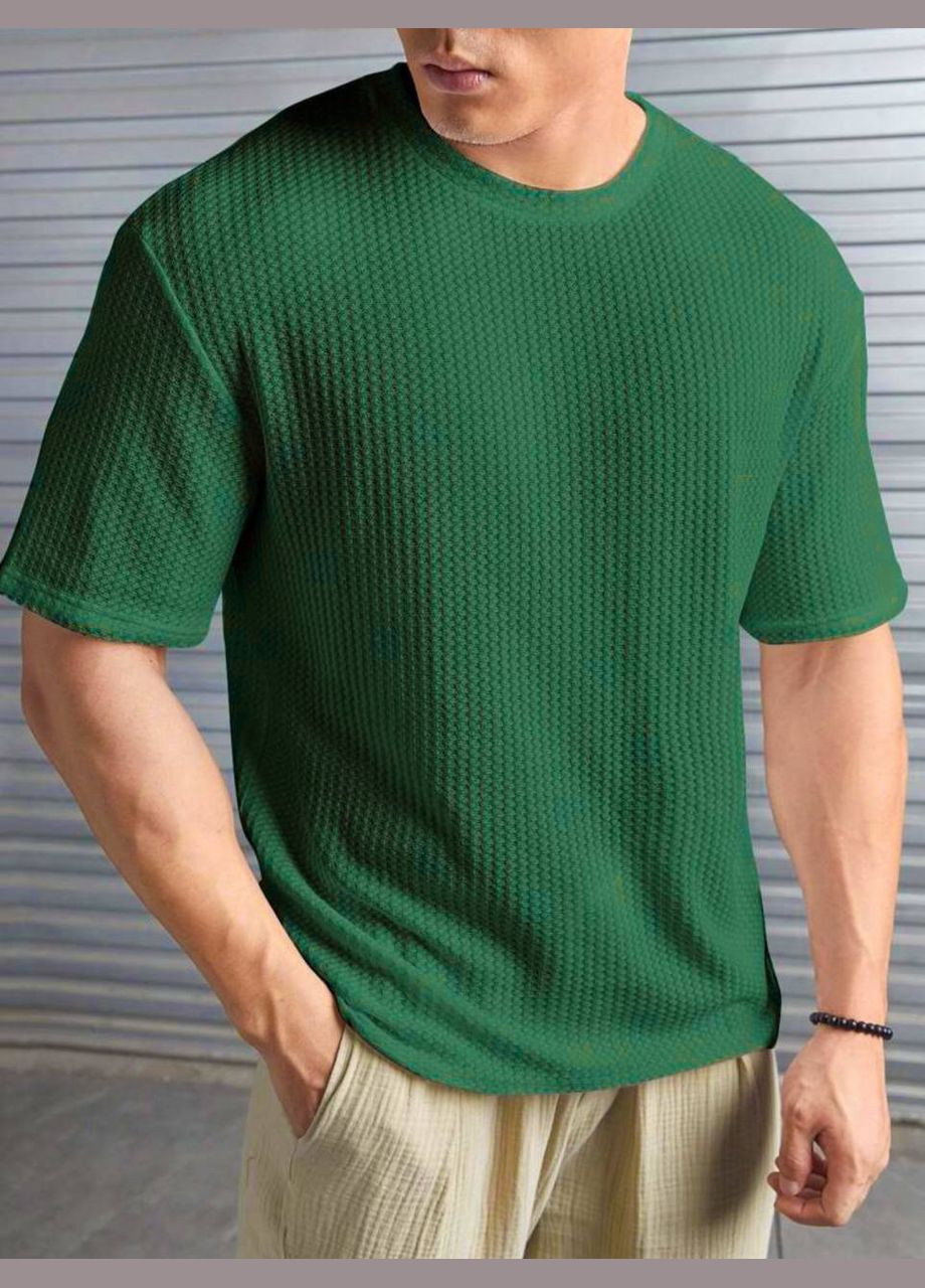 Зеленая футболка мужская с коротким рукавом No Brand