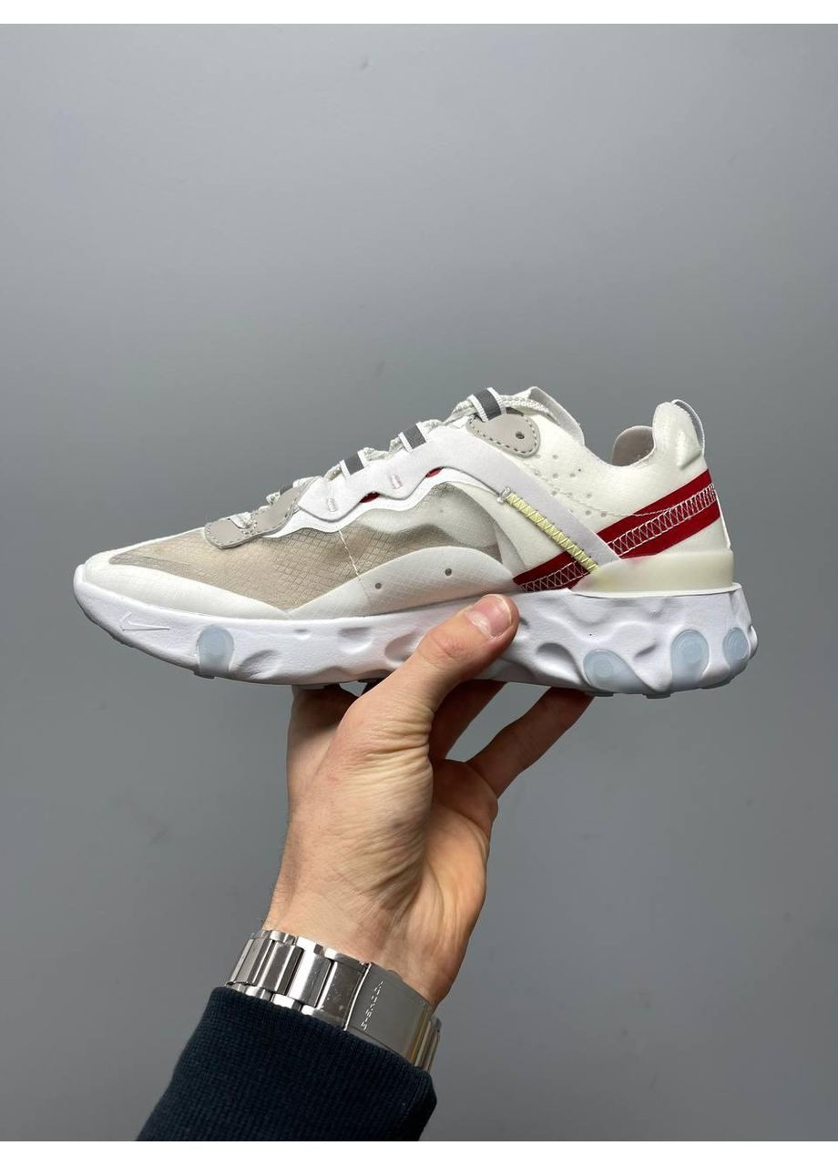 КРОССОВКИ ЖЕНСКИЕ NIKE REACT ELEMENT 87 WHITE НАЙК РЕАКТ No Brand бежевые демисезоны (367177115)