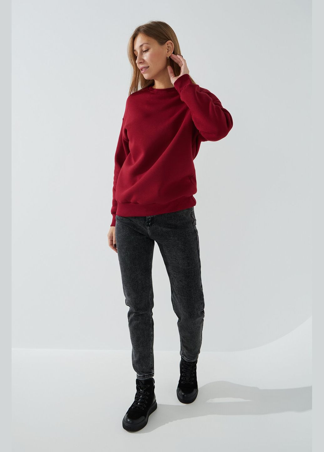 Бордовий світшот однотонний жіночий 2420 shop (2000990792969) Blue World (316007238)