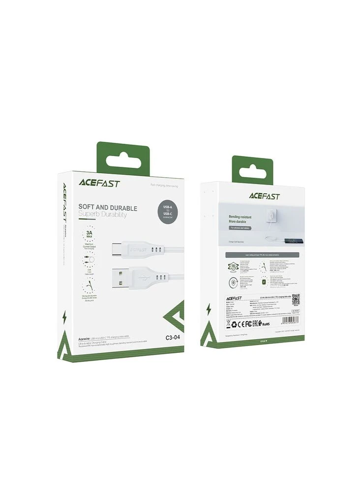 Дата кабеля USB 2.0 AM to Type-C 1.2m 3.0A TPE C3-04 White (m462957) Acefast USB 2.0 AM to USB-C 1.2m 3.0A TPE White (367072434)
