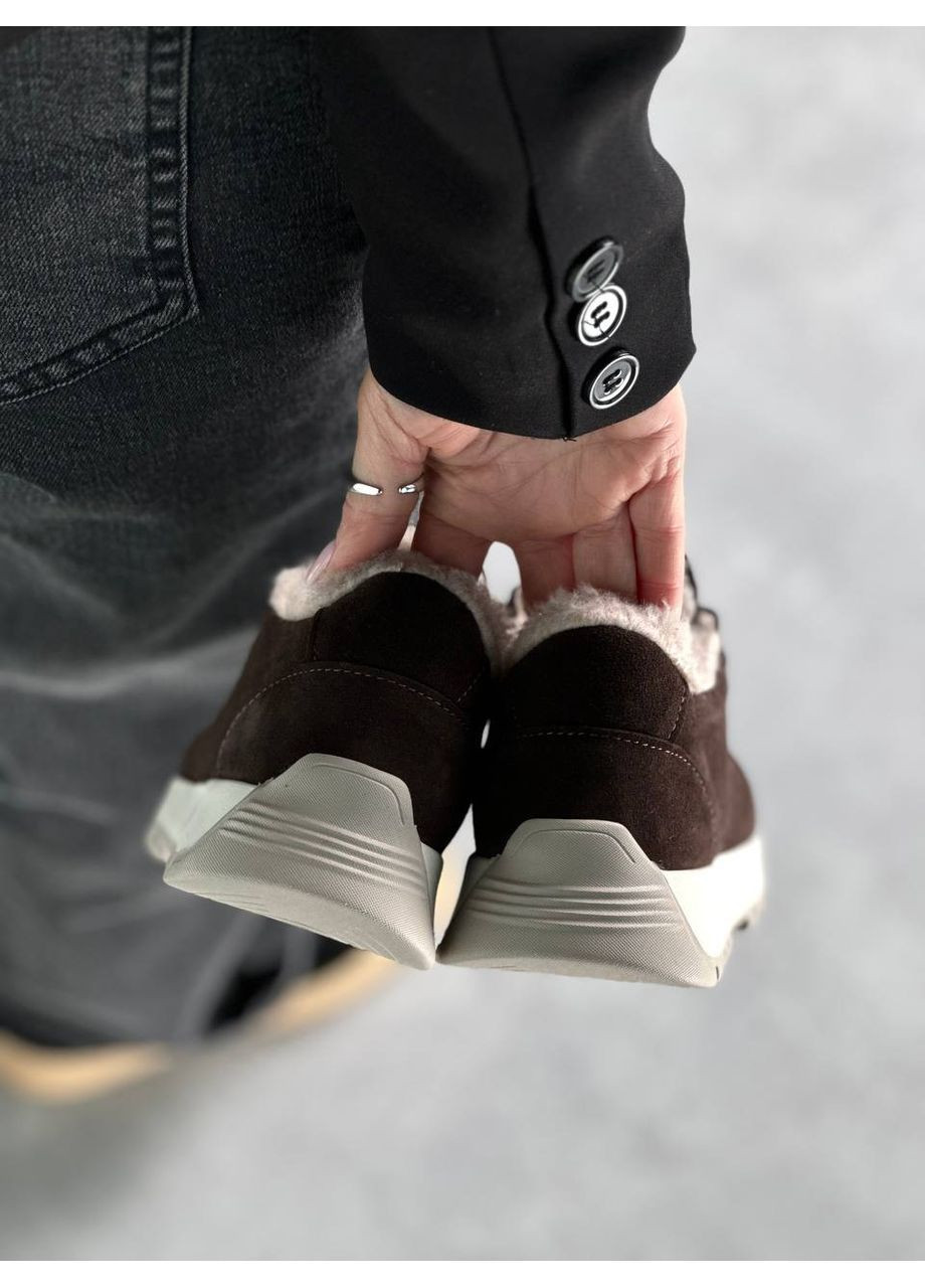 Кроссовки No Brand тёмно-коричневые зима (372521253)