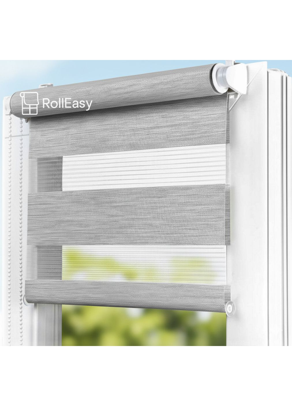 Роллеты на окна День-ночь Жалюзи Рулонная штора с фиксацией под наклон Рулонные шторы Ролета тканевая D-3003 Светло-серый графит No Brand (365784007)