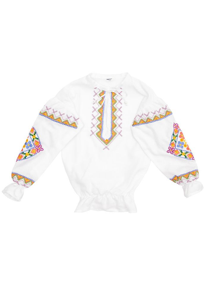 Белая вышиванка для девочки барва, р.116, белый с разноцветным () Twins 88ВДTБ-116-20