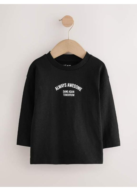 Лонгслів оверсайз з бавовняного трикотажу Smile /Black Next Trend 7306~01 (362536111)