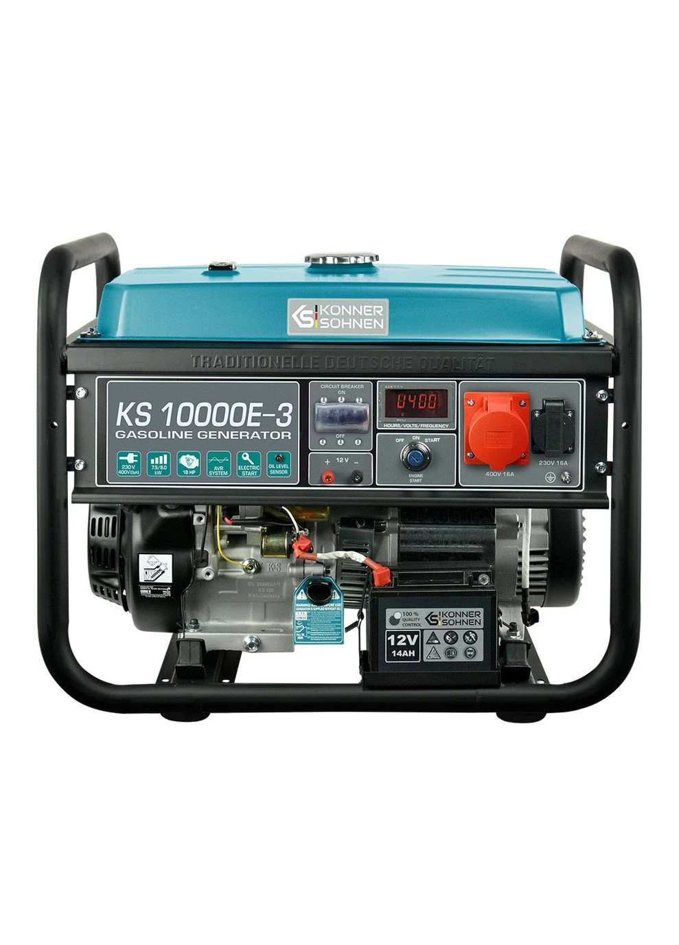 Бензиновий генератор KonnerSohnen KS 10000E-3, 400В, 7.5кВт, трифазний, з електричним стартером, вага 88кг. Konner&Sohnen (381361647)