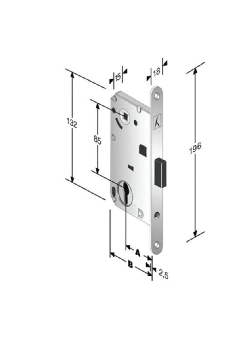 Art 969 Механізм замка 18мм мат.хром (B.Four) + відповідна планка R98 з регулеровкою Bonaiti (322520495)