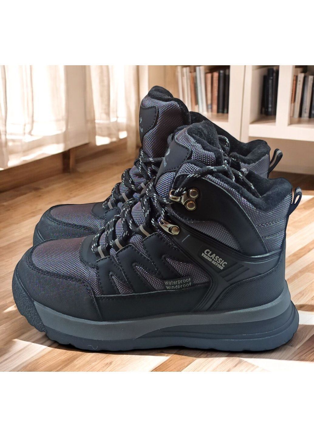 Темно-серые спортивные, повседневные, кэжуал зимние зимние подростковые термоботинки дутики для мальчика зимняя обувь для подростка на овчине Tom.M