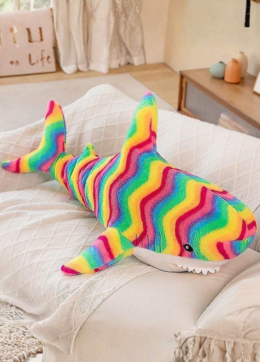 Велика плюшева іграшка райдужна акула 140 см для дітей My Kigu (370850574)
