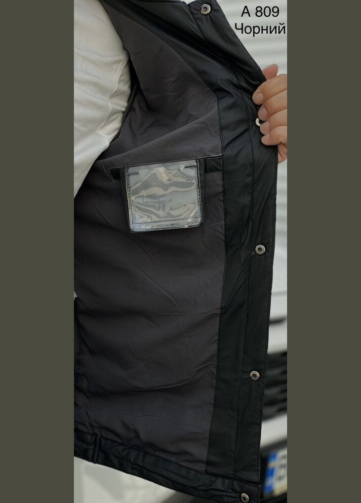 Чорна демісезонна чоловіча демісезонна чорна стьобана куртка-бомбер демі м (44) GIN