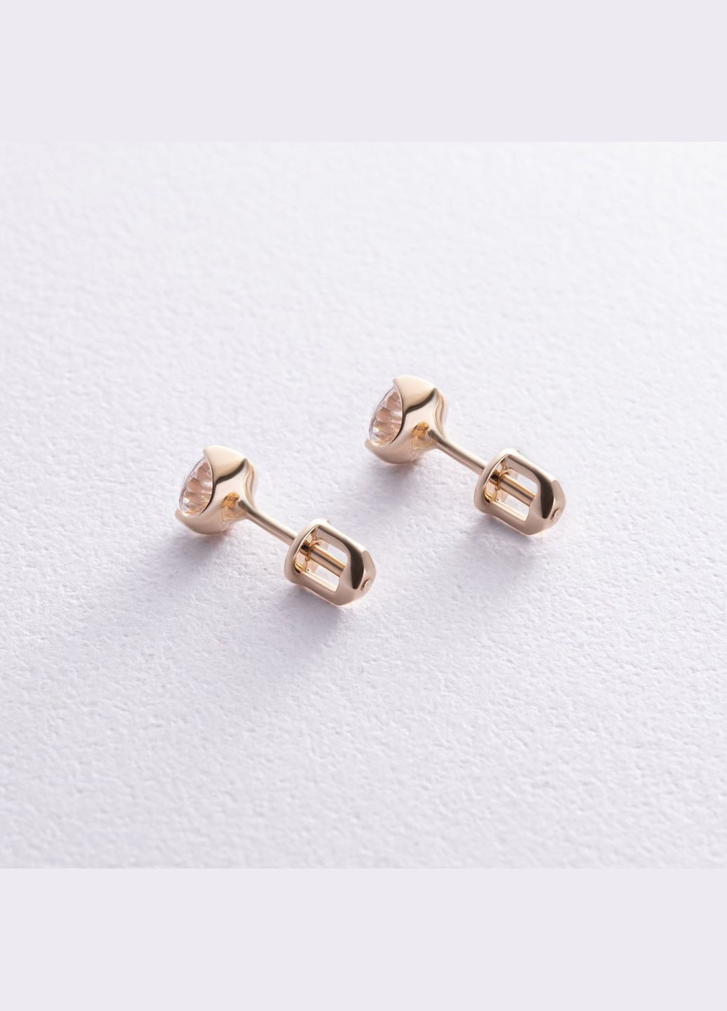 Сережки - пусети з фіанітами (жовте золото) с08346 Oniks (264025420)