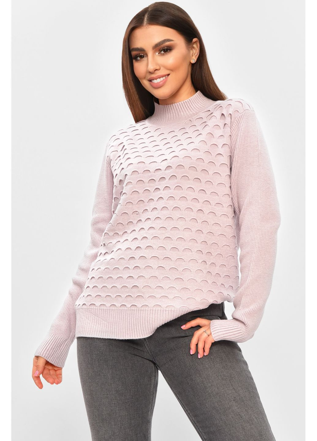 Розовый демисезонный свитер женский однотонный светло-розового цвета пуловер Let's Shop