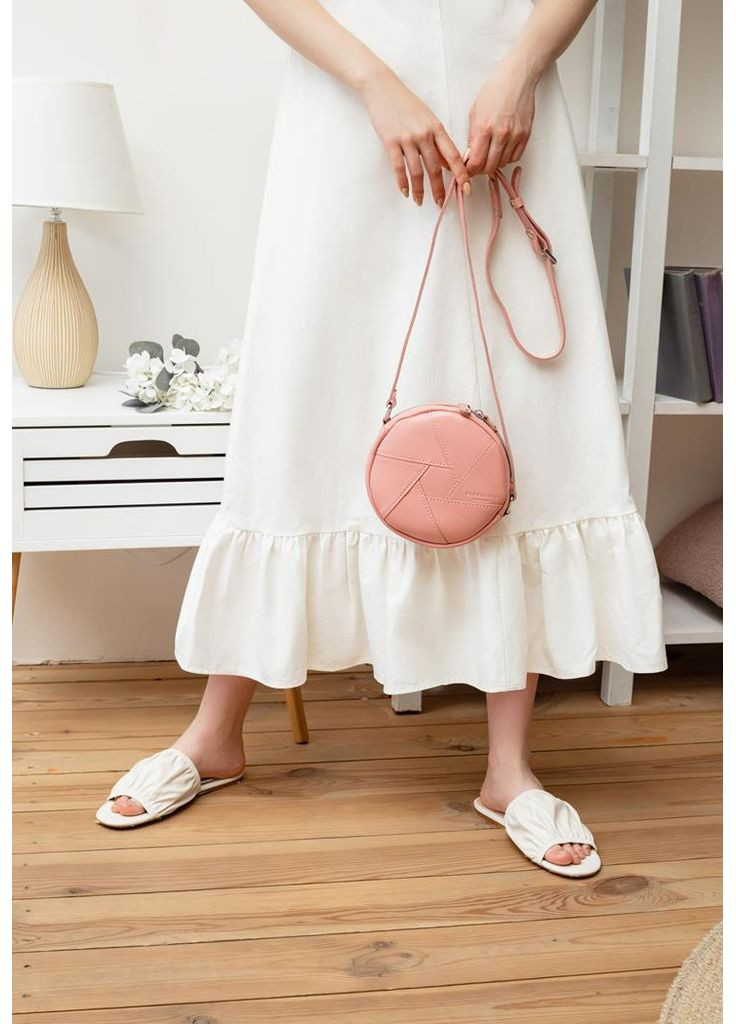 Шкіряна кругла жіноча сумка Бон-Бон рожева BlankNote кросс-боди (348359326)