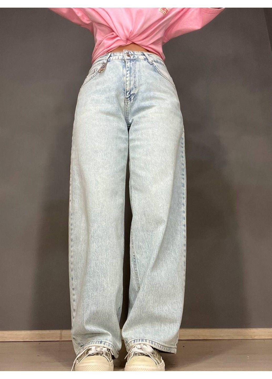 Джинси жіночі 52452 SKATER jeans широкі банани з високою посадкою світло-блакитні I8 - (316578222)