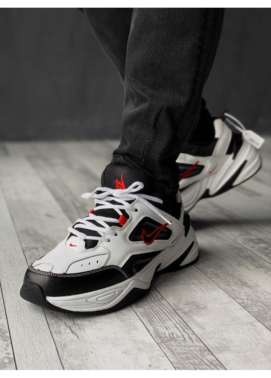 Черные демисезонные кроссовки мужские nike m2k tekno black white «red logo» найк м2к текно No Brand