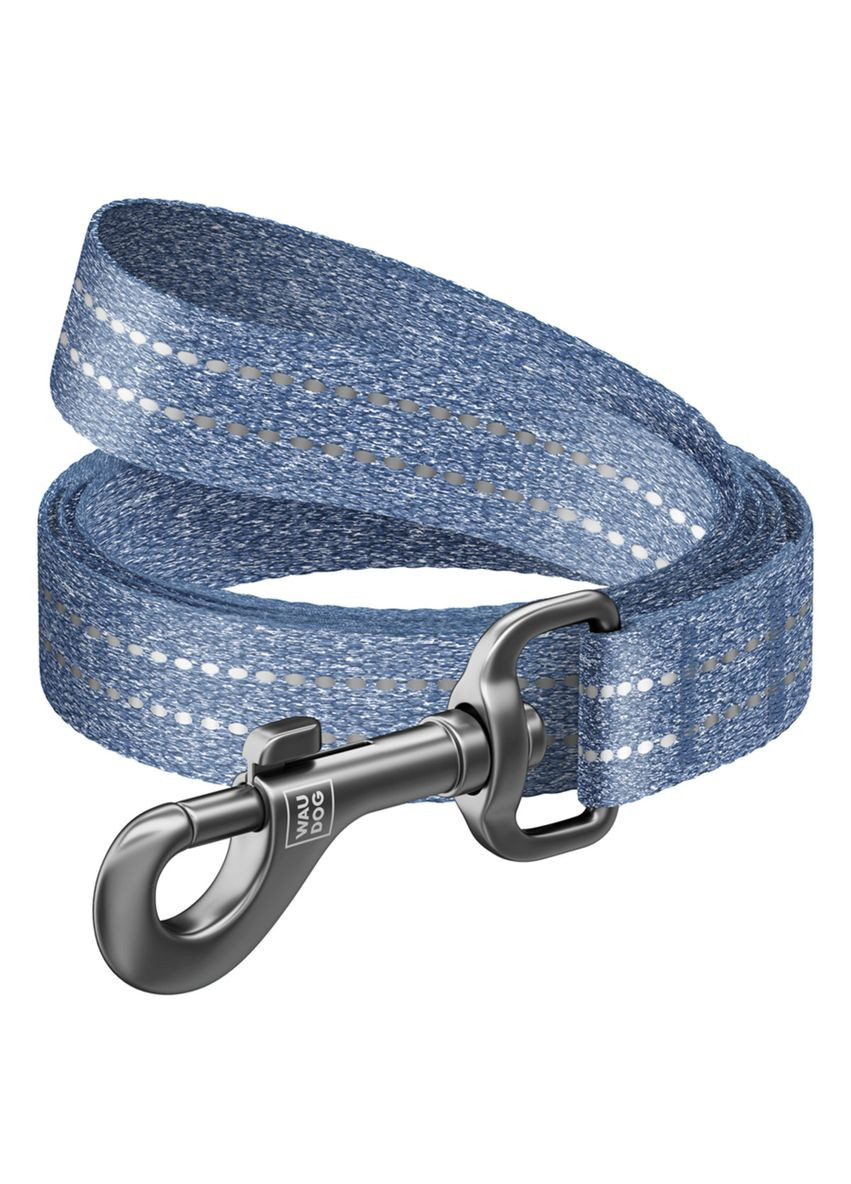 Повідець для собак з відновленої бавовни Re-cotton світловідбивний L-XXL Ш 25 мм Д 500 см Синій WAUDOG (322634045)