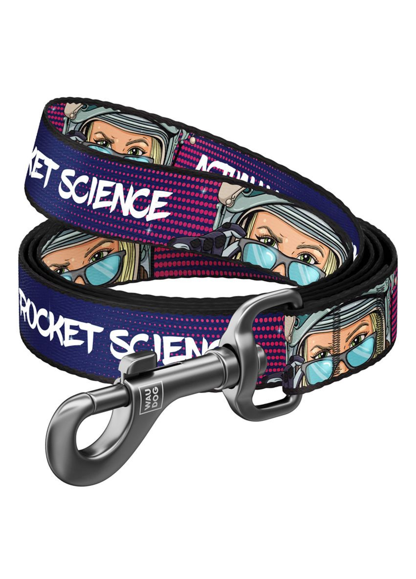 Поводок для собак нейлоновый Nylon рисунок "Космос. Ракетостроение", S, Ш 15 мм, Дл 122 см WAUDOG (279565524)