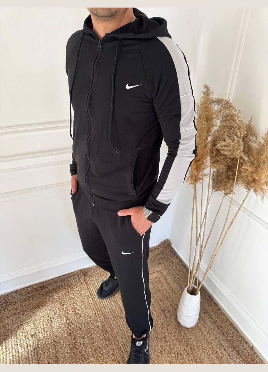 Черный демисезонный мужской костюм из двунитки Adelante