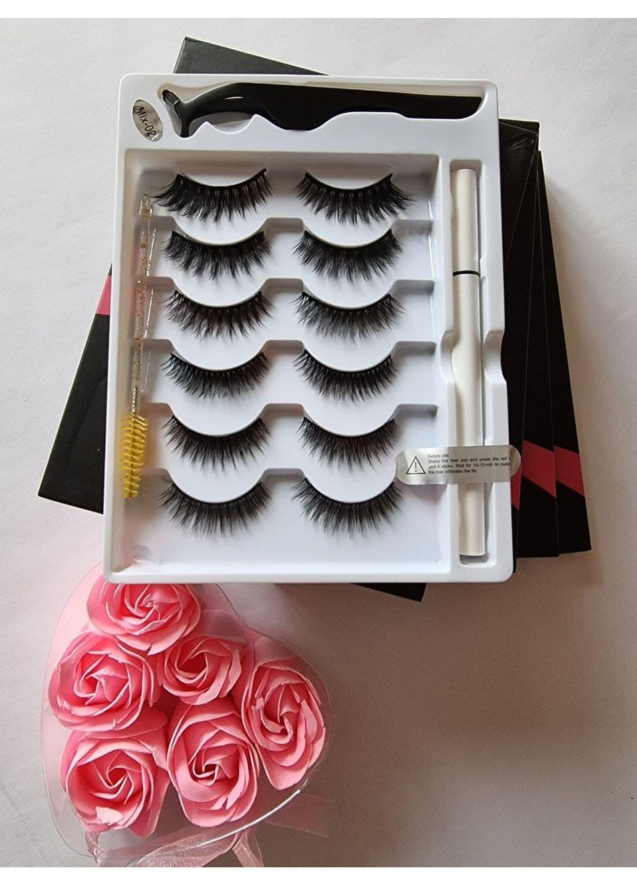 Набор многоразовых самоклеющихся накладных ресниц Шесть моделей Микс2 без магнитов на маркере подводке. Magnetic Lashes (366668465)