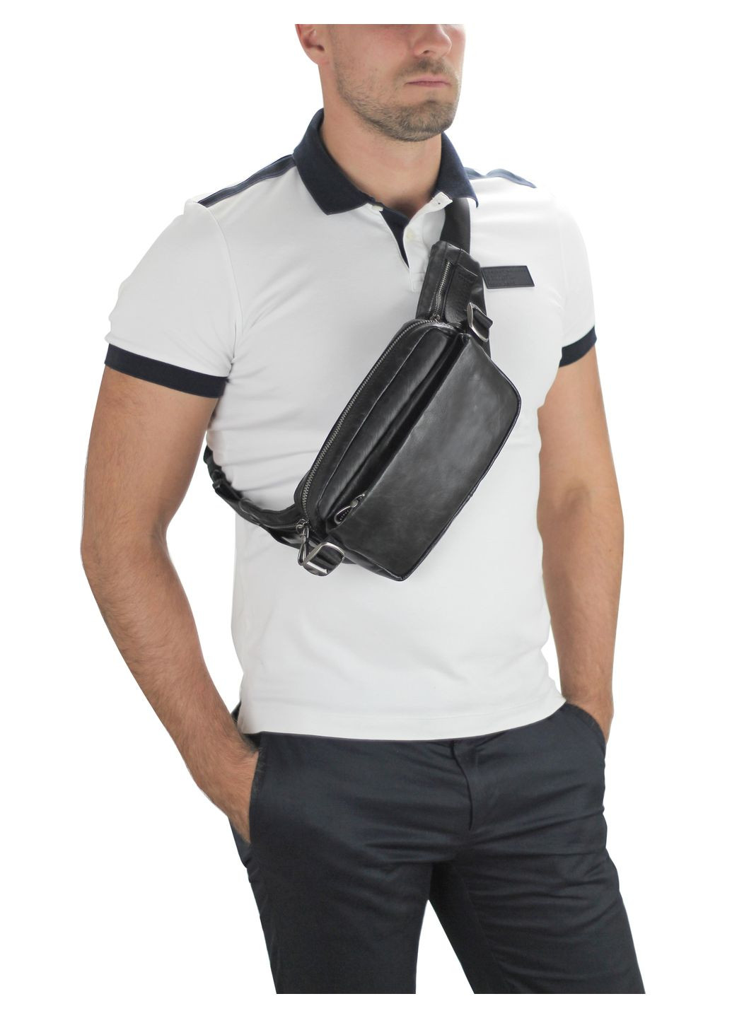 Сумка на пояс з натуральної шкіри чорна RoyalBag 1001A (282844585)