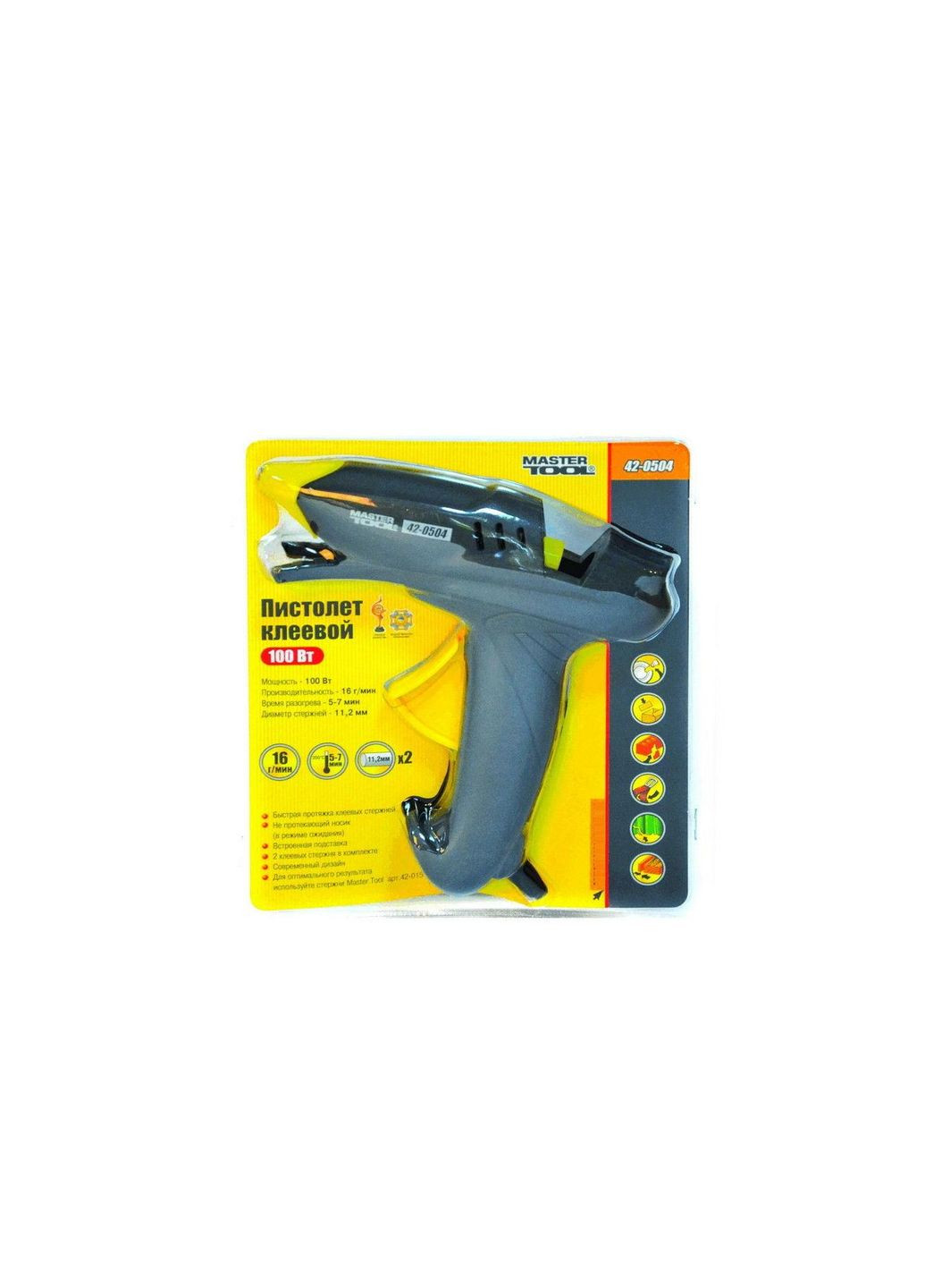 Електричний клейовий пістолет 100 Вт для склеювання (11,2 мм, 2 стрижні в комплекті) Mastertool (332207195)