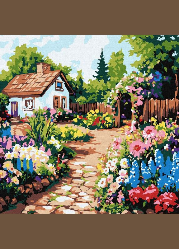 Картина за номерами Квіти біля хатини ©art_selena_ua 30x30 KHO6382 Ідейка (337096609)