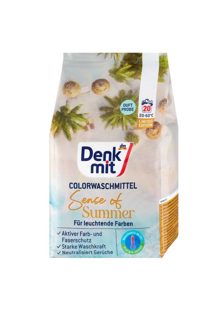 Пральний порошок для кольорової білизни Sense of Summer, 1,3 кг, 20 прань – яскраві кольори та дбайливе очищення Denkmit (360654922)