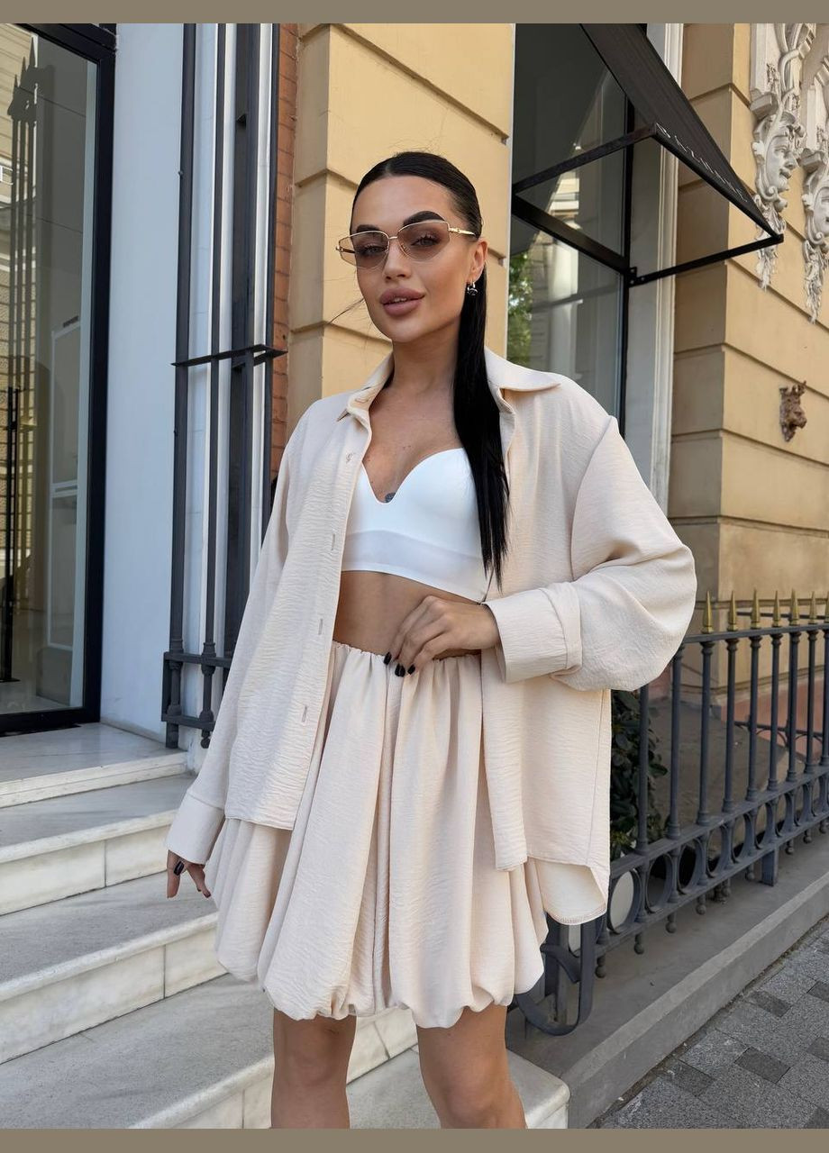 Костюм 2-ка креп жатка оверсайз рубашка и юбка No Brand (347043219)