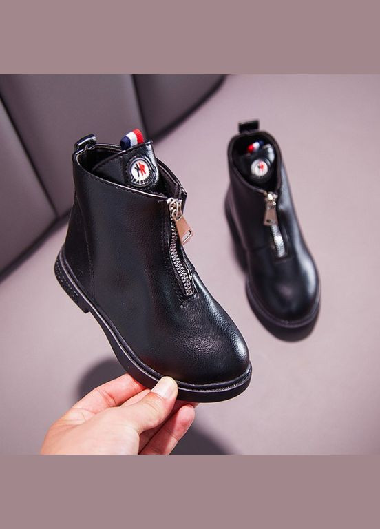 Черные зимние ботинки детские однотонные fashion (черный ) (14150) Qoopixie