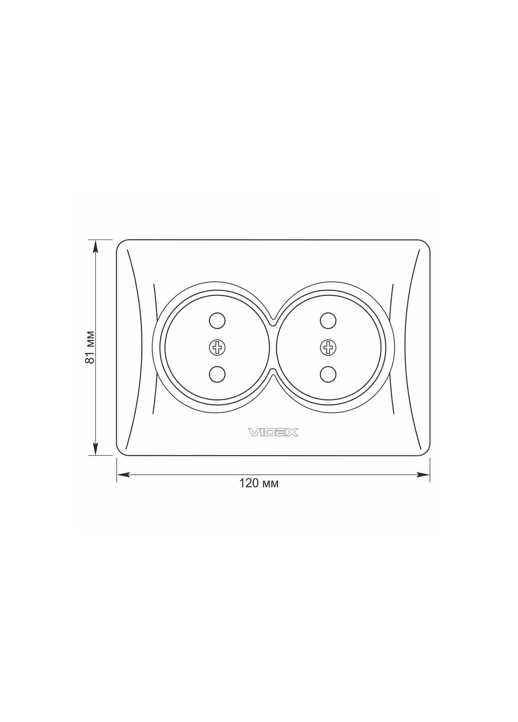 Двойная розетка с повышенной огнеупорностью BINERA VF-BNSK2-BG черный графит Videx (333338472)