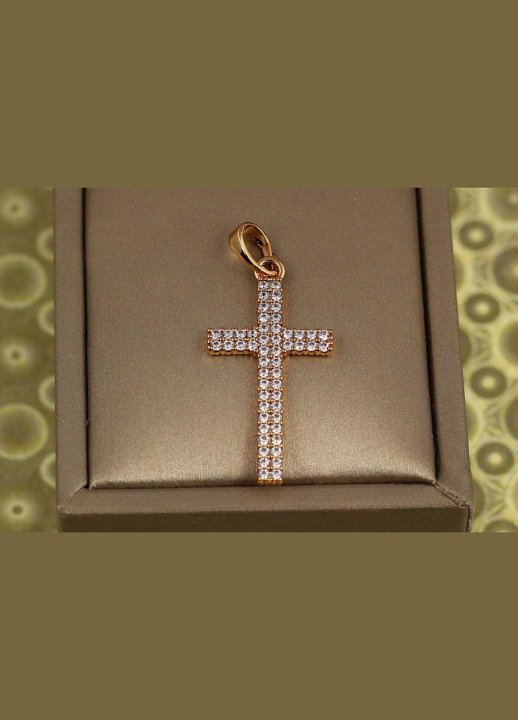 Хрестик хрестик із фіанітами у два ряди 3 см золотистий Xuping Jewelry (316433279)