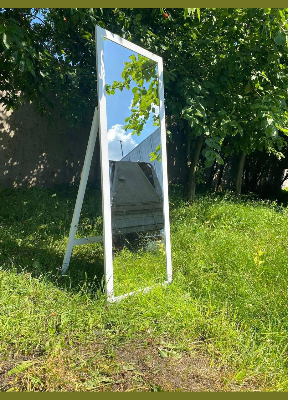 Дзеркало велике на підлогу в прямій рамі білого кольору на ніжці 170 х 80 см No Brand (333823354)