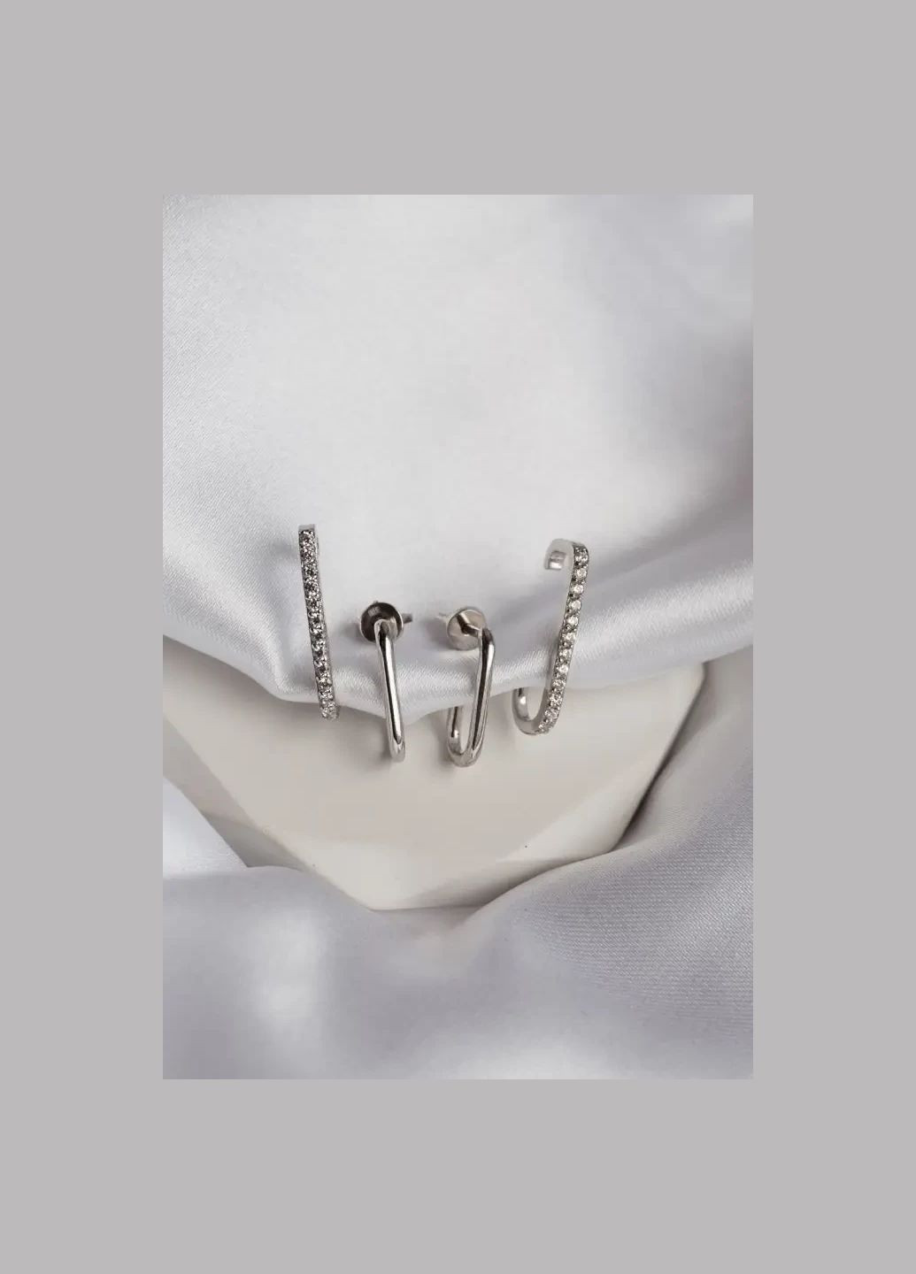 Серебряные серьги-пусеты – каффы"Параллели" 2418R No Brand (331145256)