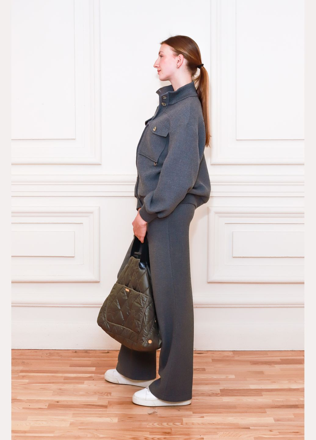 Сіра кофта з накладними кишенями в стилі спортшик Джена Dolcedonna (308240757)