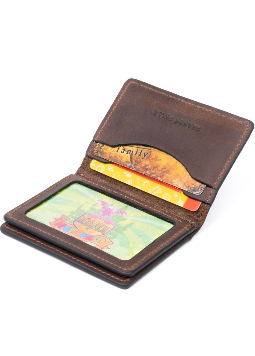 Визитница с обложкой для ID-паспорта из натуральной кожи 11292 Коричневая Grande Pelle (329149344)