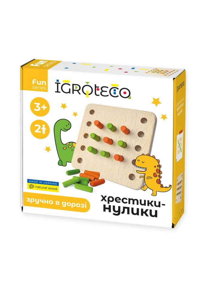 Дерев'яна гра "Хрестики-нулики" 900576, 11х11 см Igroteco (363123061)