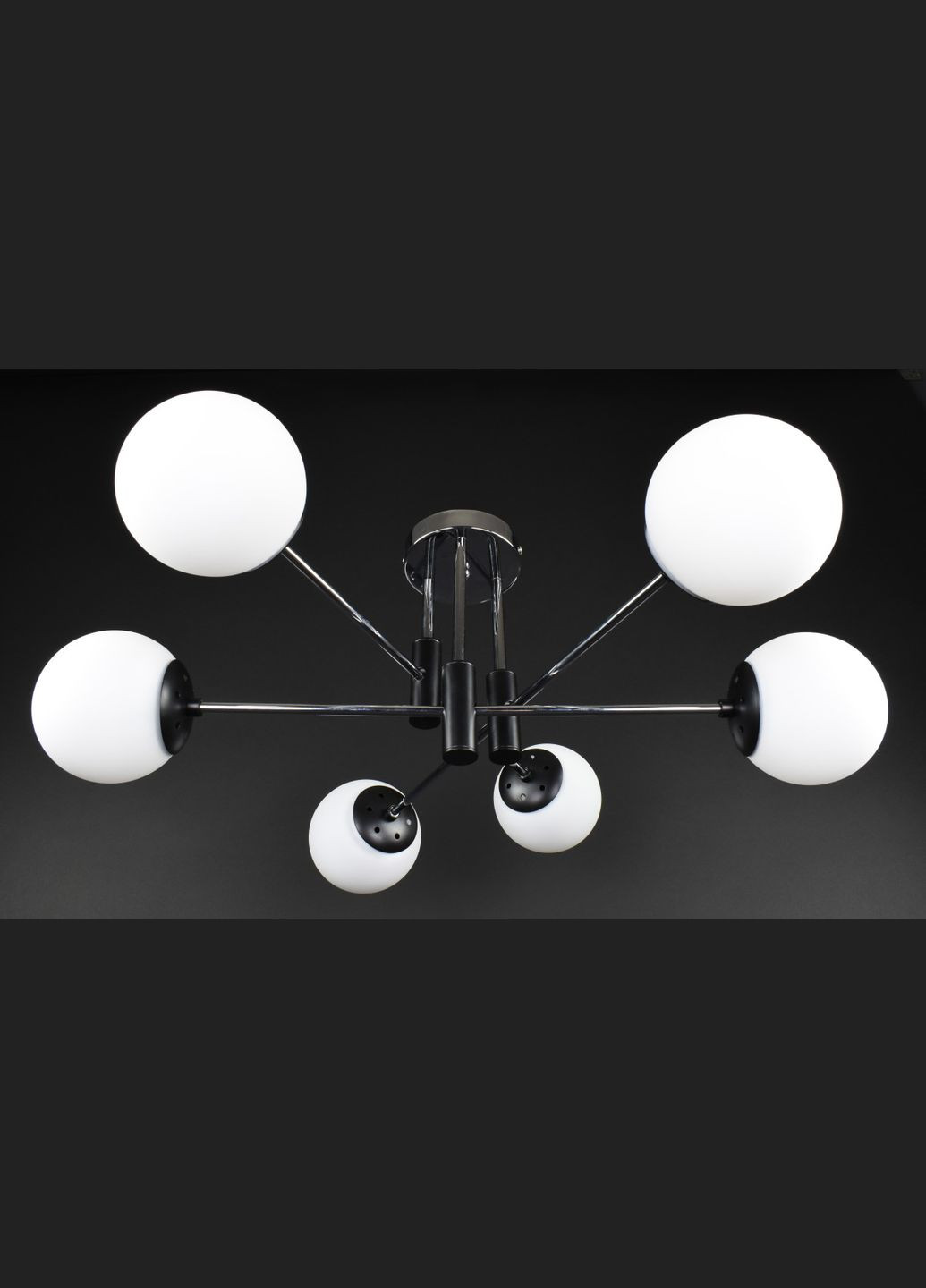 Люстра стельова на 6 лампочок 27420 Чорний 28х72х72 см. Sunnysky (364491898)