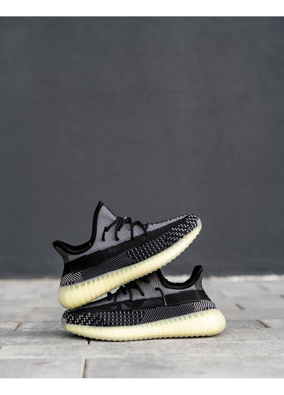 КРОССОВКИ ЖЕНСКИЕ ADIDAS YEEZY BOOST 350 V2 BLACK GREEN REFLECTIVE АДИДАС ИЗИ БУСТ No Brand серые демисезоны (368868336)