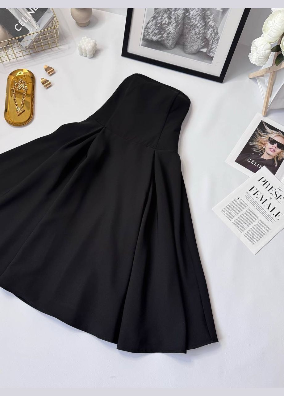 Чорна святковий, відвертий сукня з відкритими плечима довжини міді з пишною спідницею, з відкритими плечима MonCher
