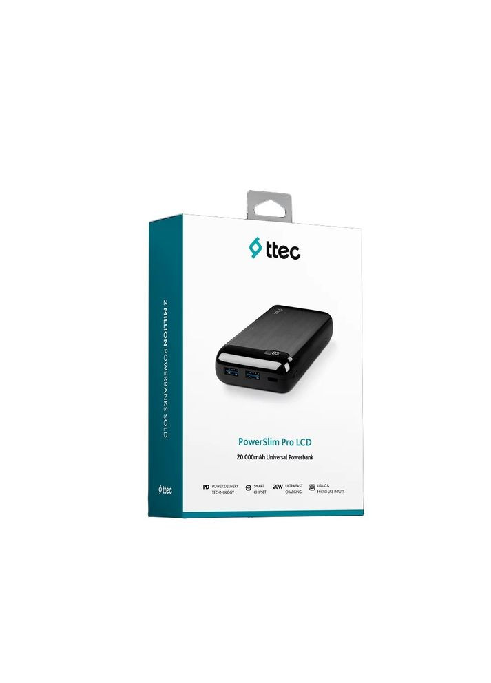 Универсальная мобильная батарея 20000 mAh LCD PD Black (2BB186S) TTEC (280916236)