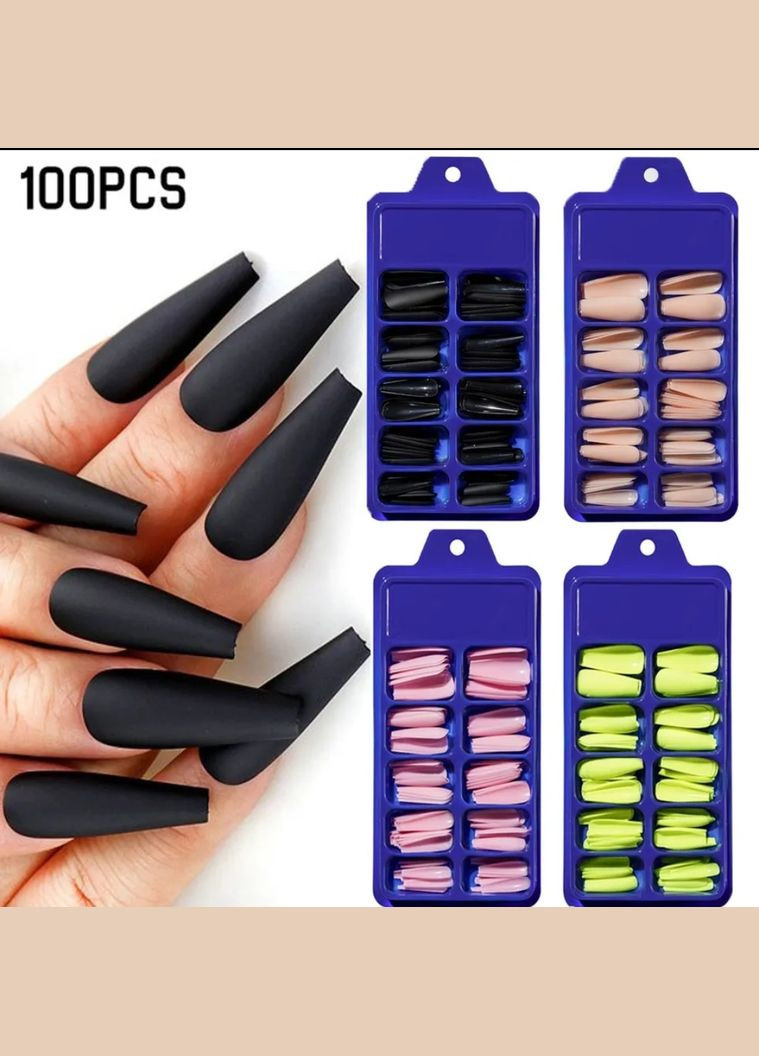 Набір накладних нігтів "Матові" 100 шт. - LB14 No Brand (301210859)