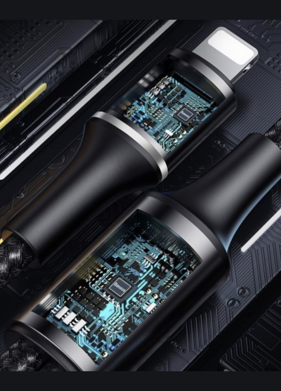 Зарядка USB IP кабель для синхронизации и зарядки iPhone Apple Lightning подсветкой 2 м Черный Baseus (340276229)