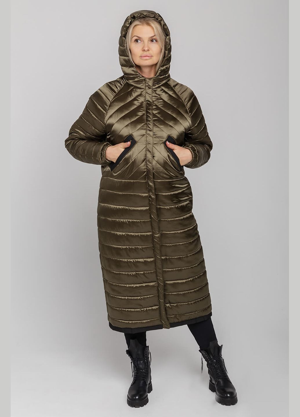 Оливкове (хакі) демісезонне Пальто Viola Хакі MioRichi