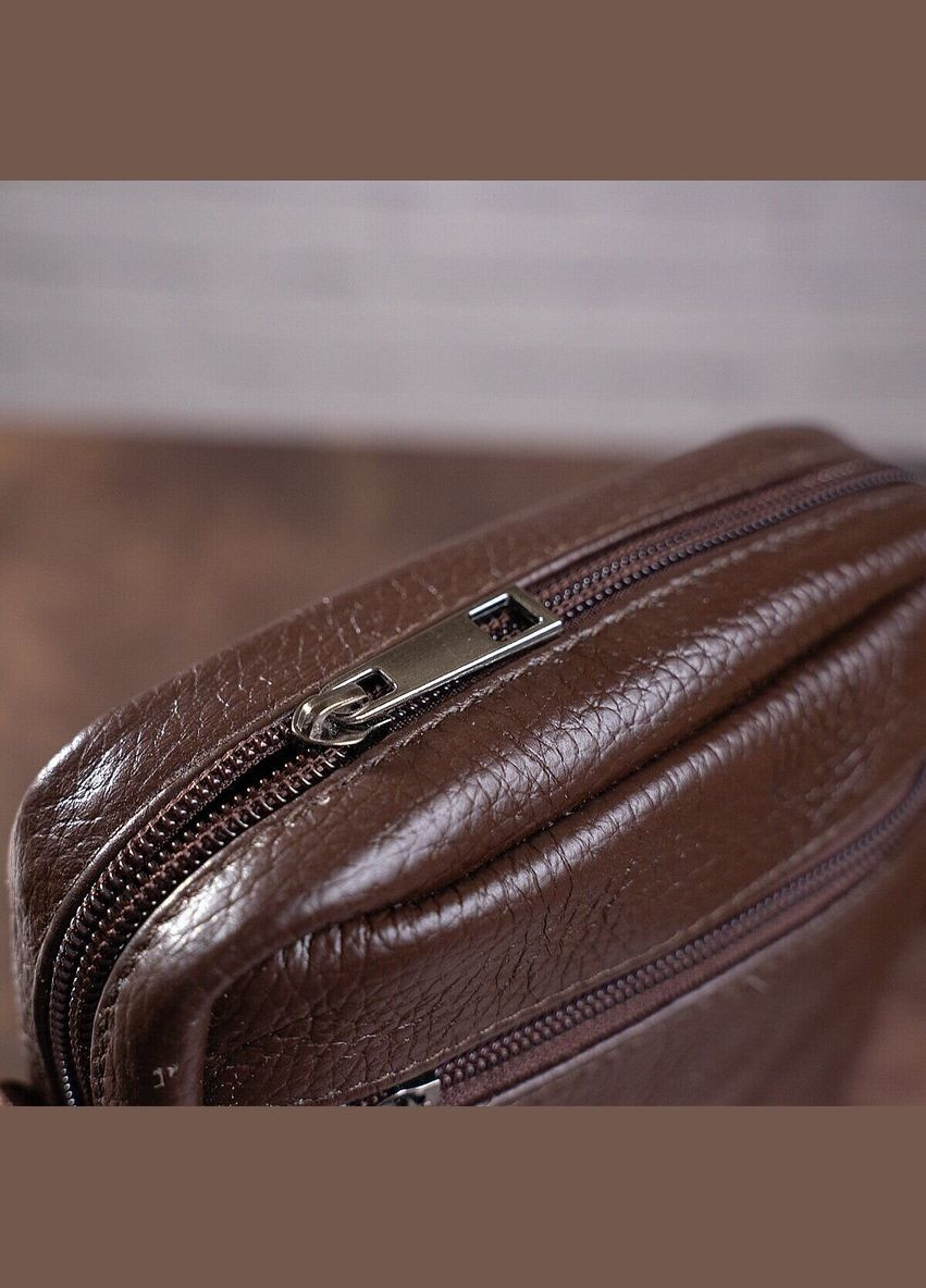 Кожаная сумка кросс боди мужская мессенджер через плечо коричневая 14993 Vintage (329195427)