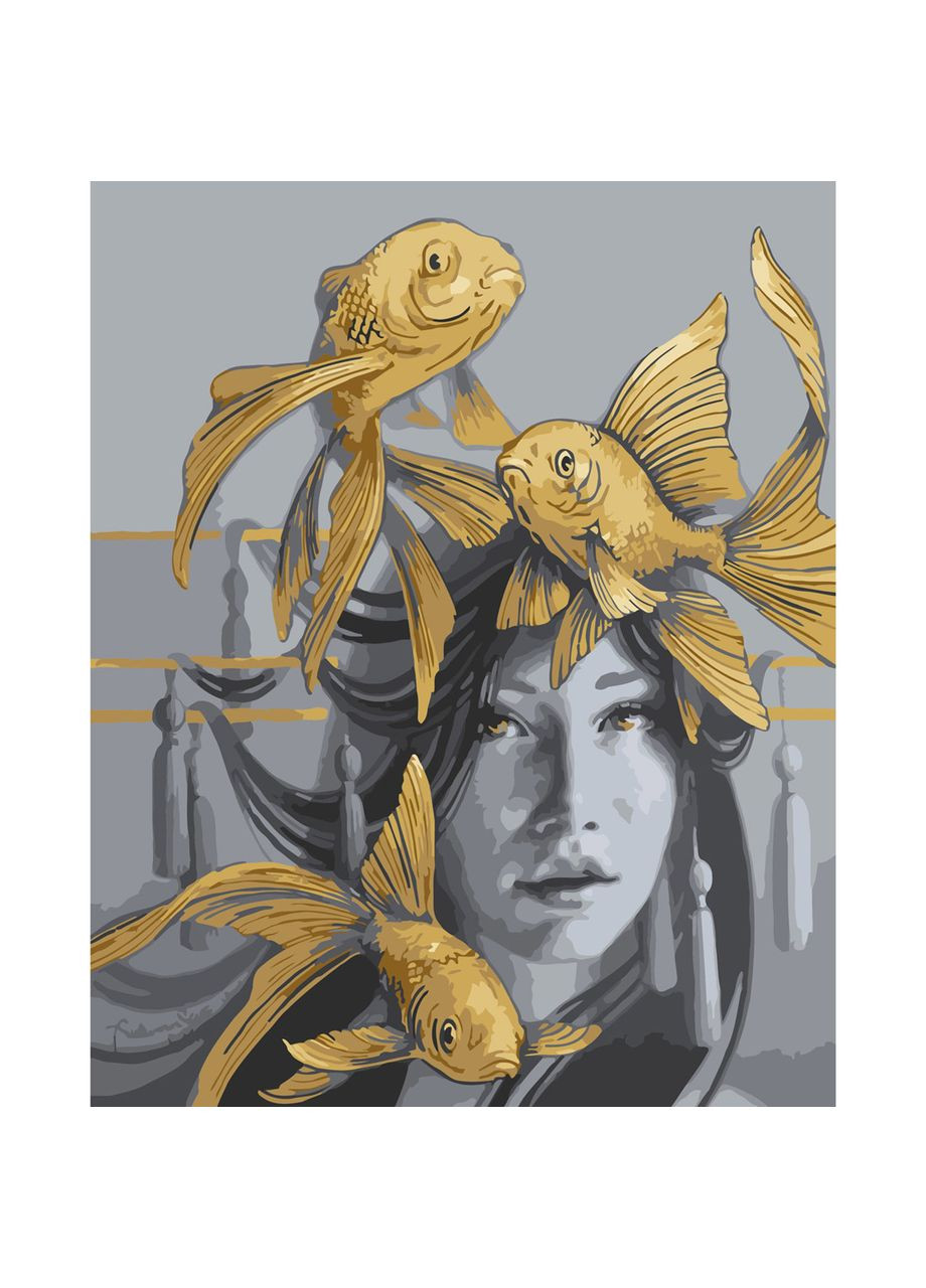 Картина за номерами для дорослих Золоті рибки акрилова для творчості см Strateg (362435195)