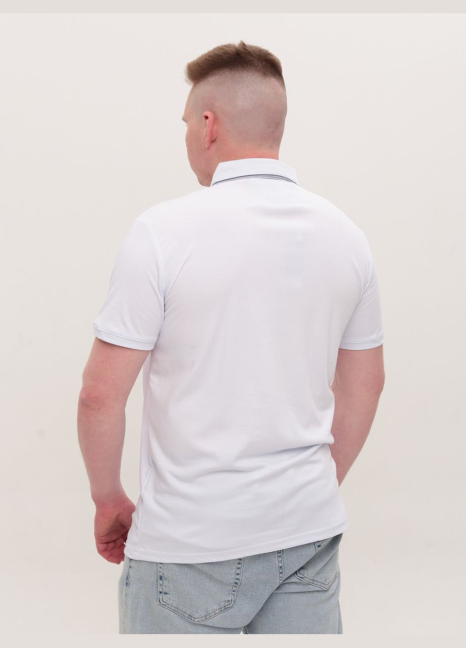 Белая футболка-поло мужское белое однотонное короткий рукав для мужчин MarcoStar однотонная