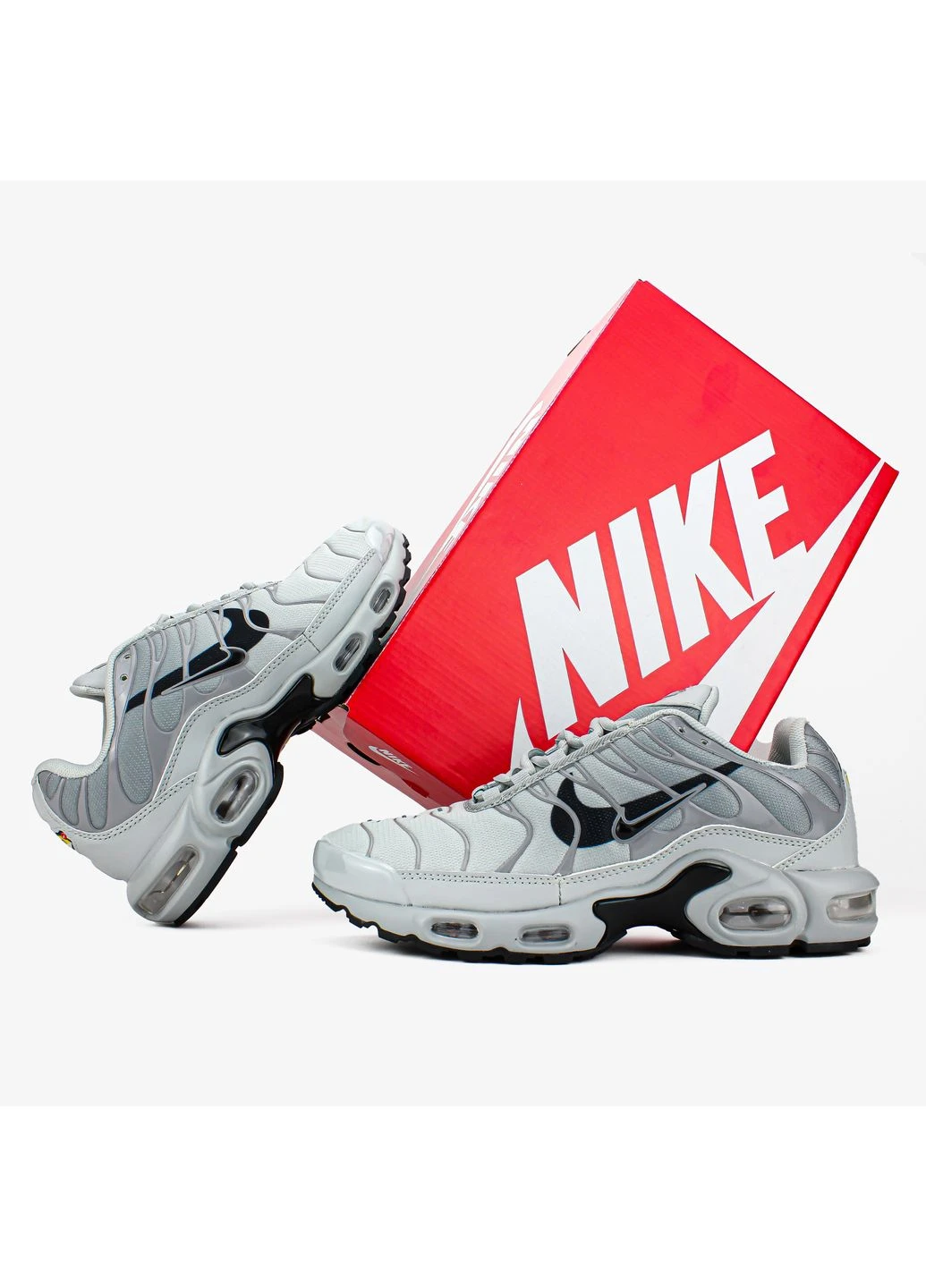 Серые летние кроссовки nike air max plus tn double swoosh grey найк аир макс тн плюс No Brand