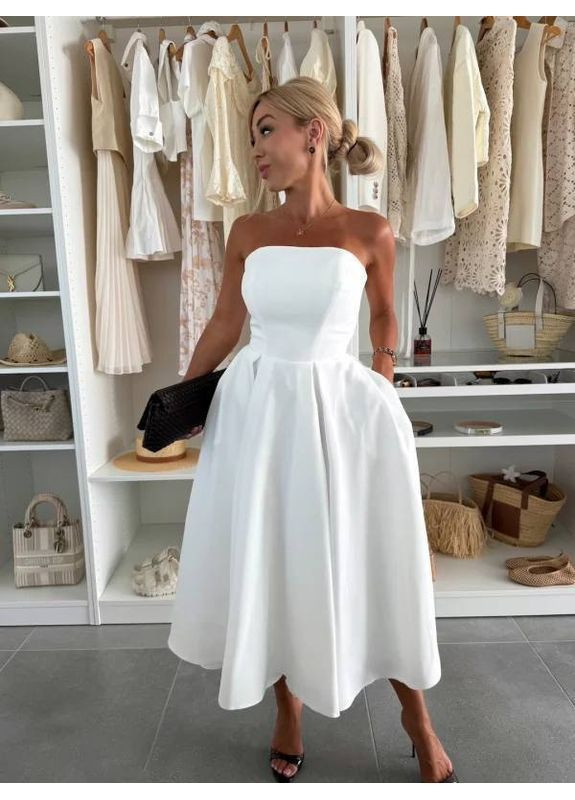 Білий святковий, вечірня жіноча сукня елегантна а-силует Style Point однотонна