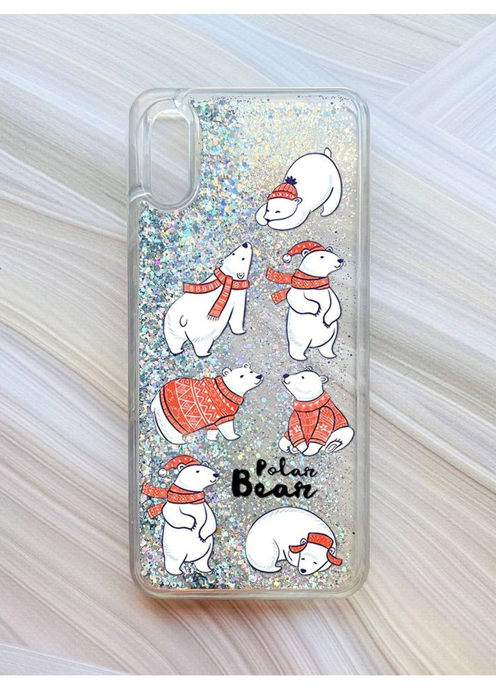 Чохол з плаваючими блискітками на Xiaomi Redmi 9A Срібло Ведмедики (принт 145) CASE CONTROL (362968389)