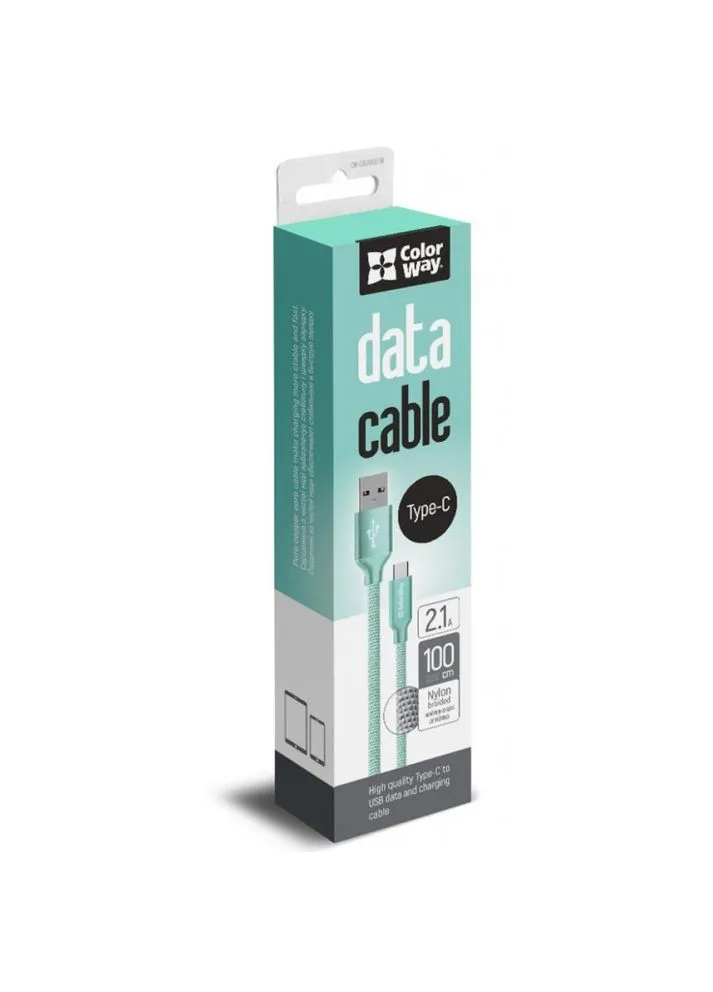 Дата кабель USB 2.0 AM to Type-C mint (m16828) Colorway USB 2.0 AM to USB-C 1.0m mint (375788252)